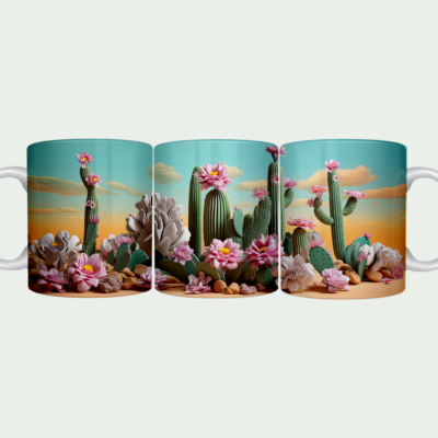 Pink Blossoms Cactus Mug