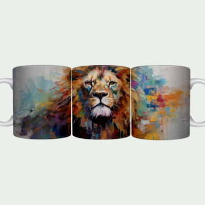 Lion Painting Blue Mug