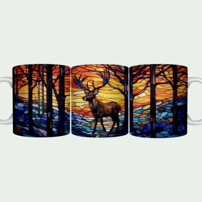 Stained Glass Forest Deer  Mug