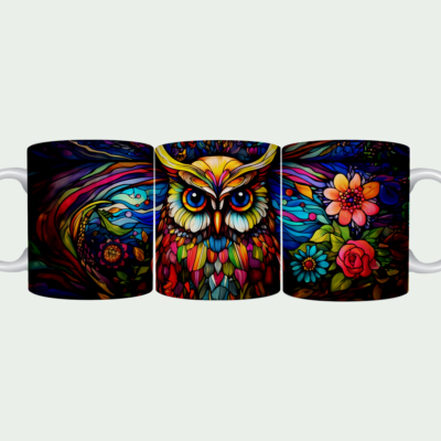 Stained Glass Owl Florals Mug