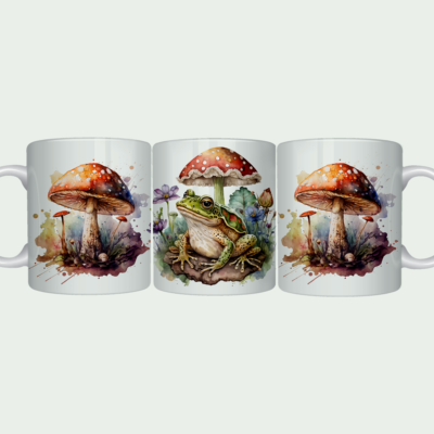 Water Color Frog & Mushroom Mug