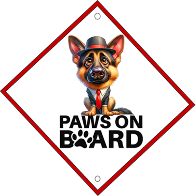 Paws On Board German Shepherd Metal Hanging Sign